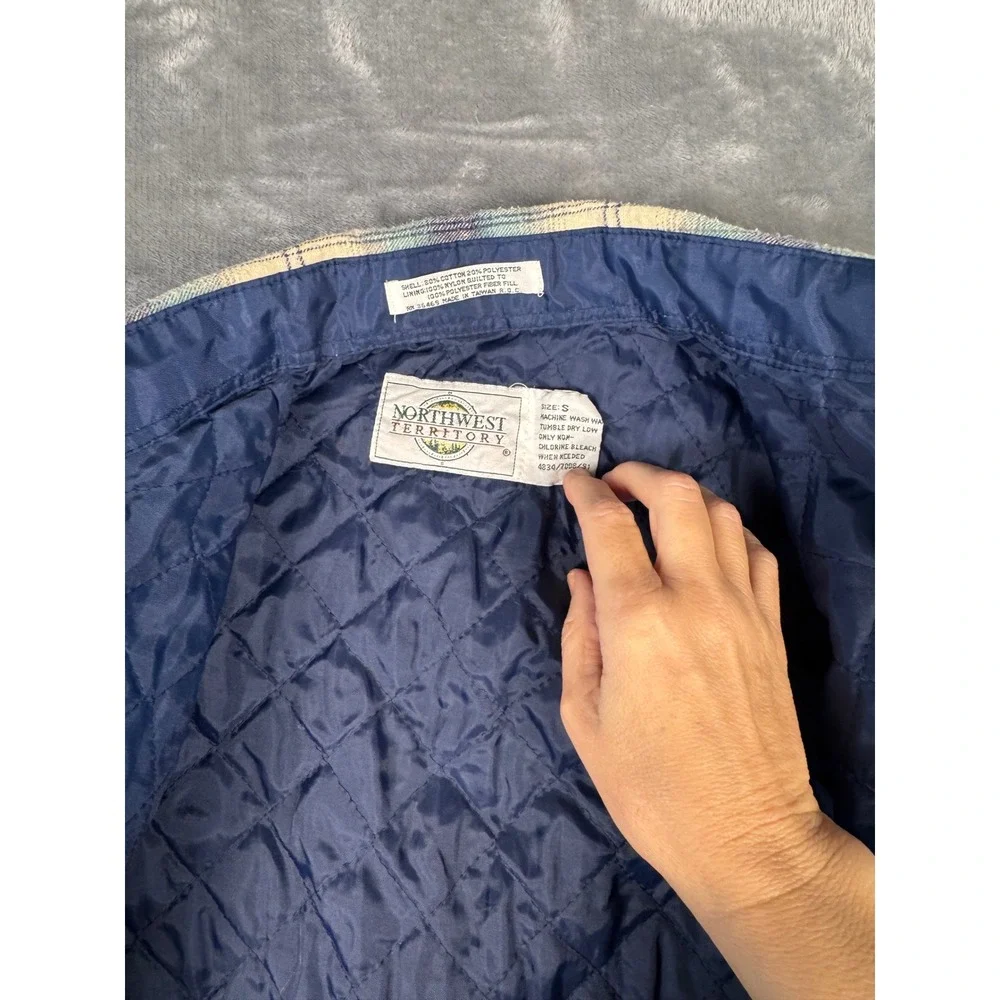 Northwest Territory Men's Quilted Lined Flannel Shirt Jacket Blue Plaid Size S - Picture 4 of 4